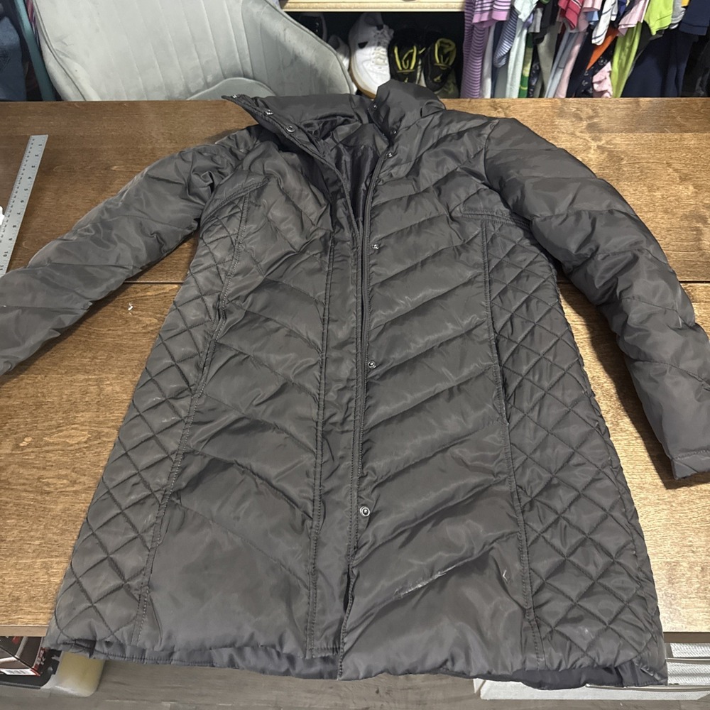 Womens Kenneth Cole Reaction G3‎ Apparel Long Puffer Coat Jacket Black Size M